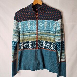 Icelandic Design Full Zip Fair Isle Sweater sz L